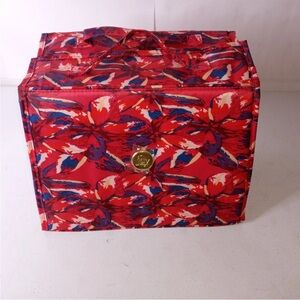 Joy Mangano Red and Blue Floral Cosmetic Bag